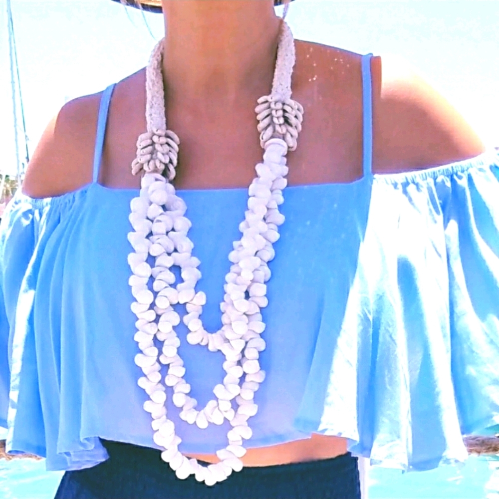 Seashell Necklace White and Cream